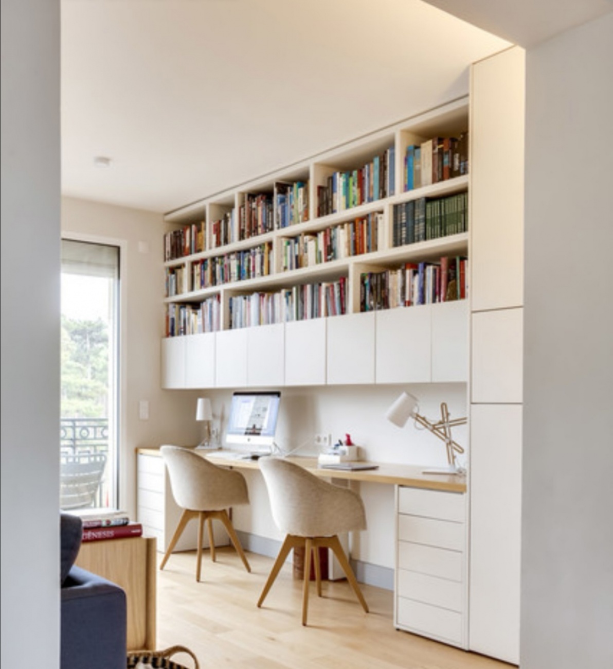 Bibliothèque bureau encastré 