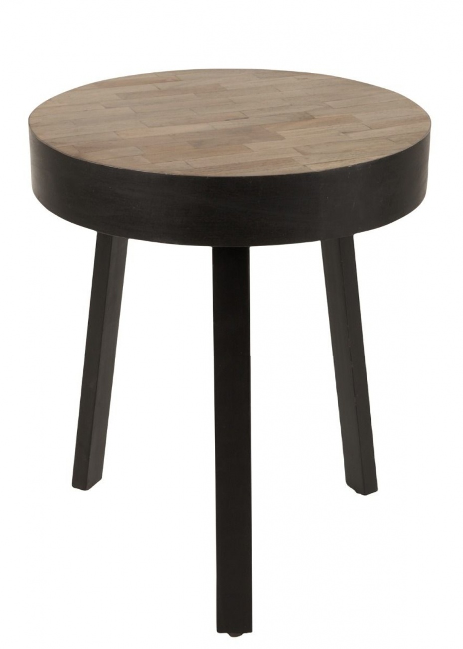 Bijzettafel hout zwart metaal