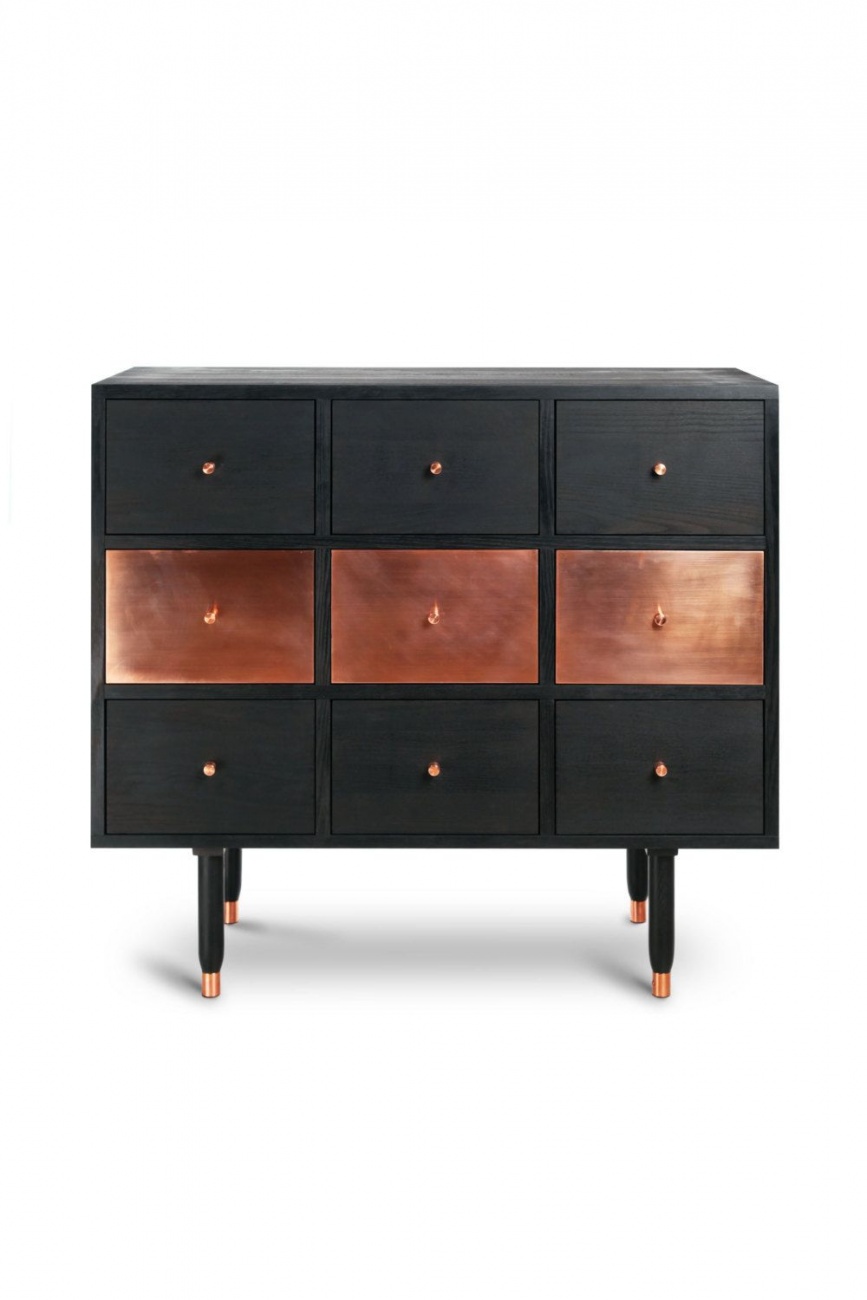 Black and copper furniture