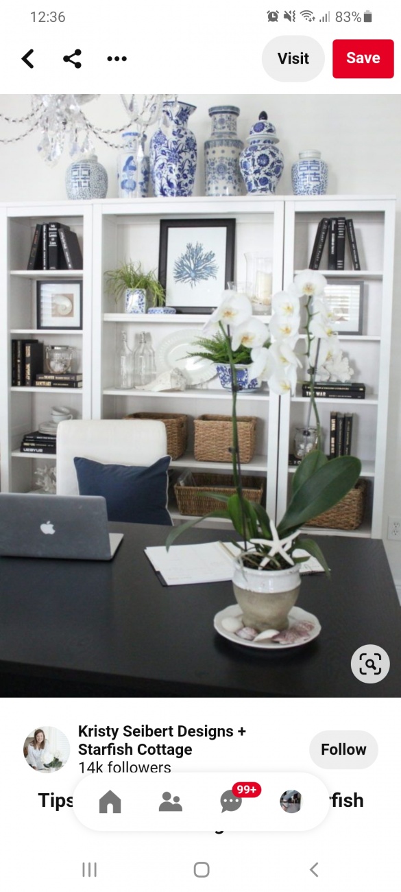 Blue grey white office