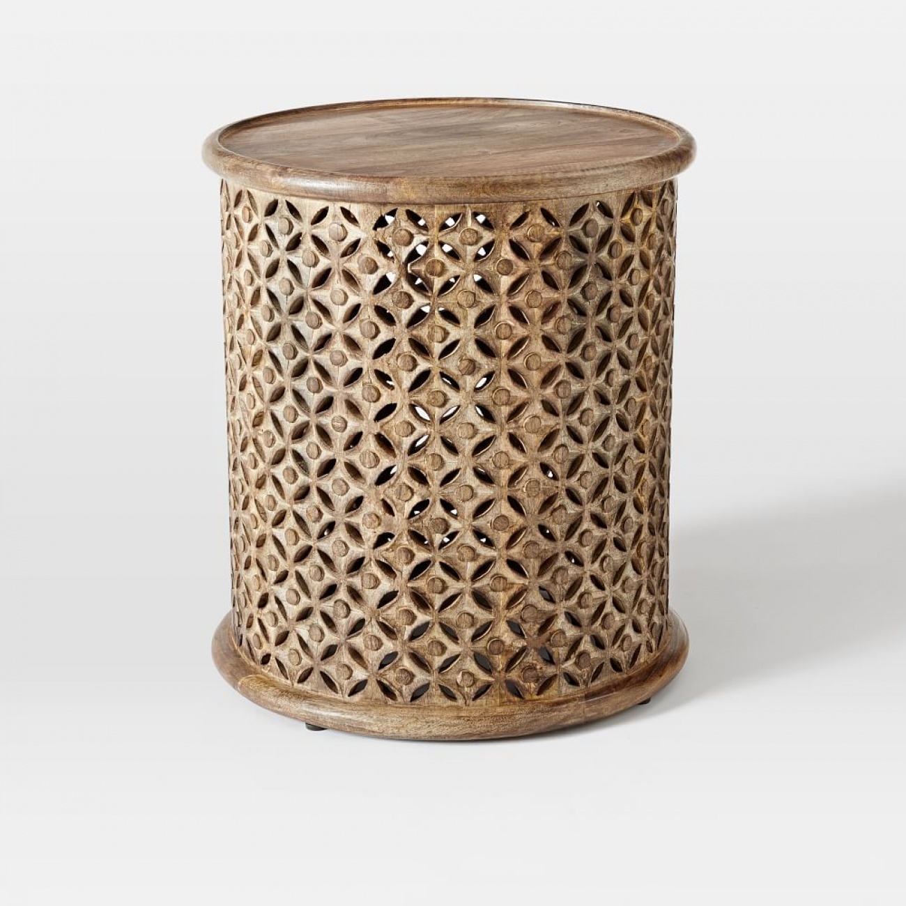 Carved wood side table 