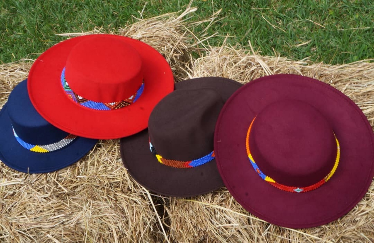 Colorful sunnie hats with beadwork