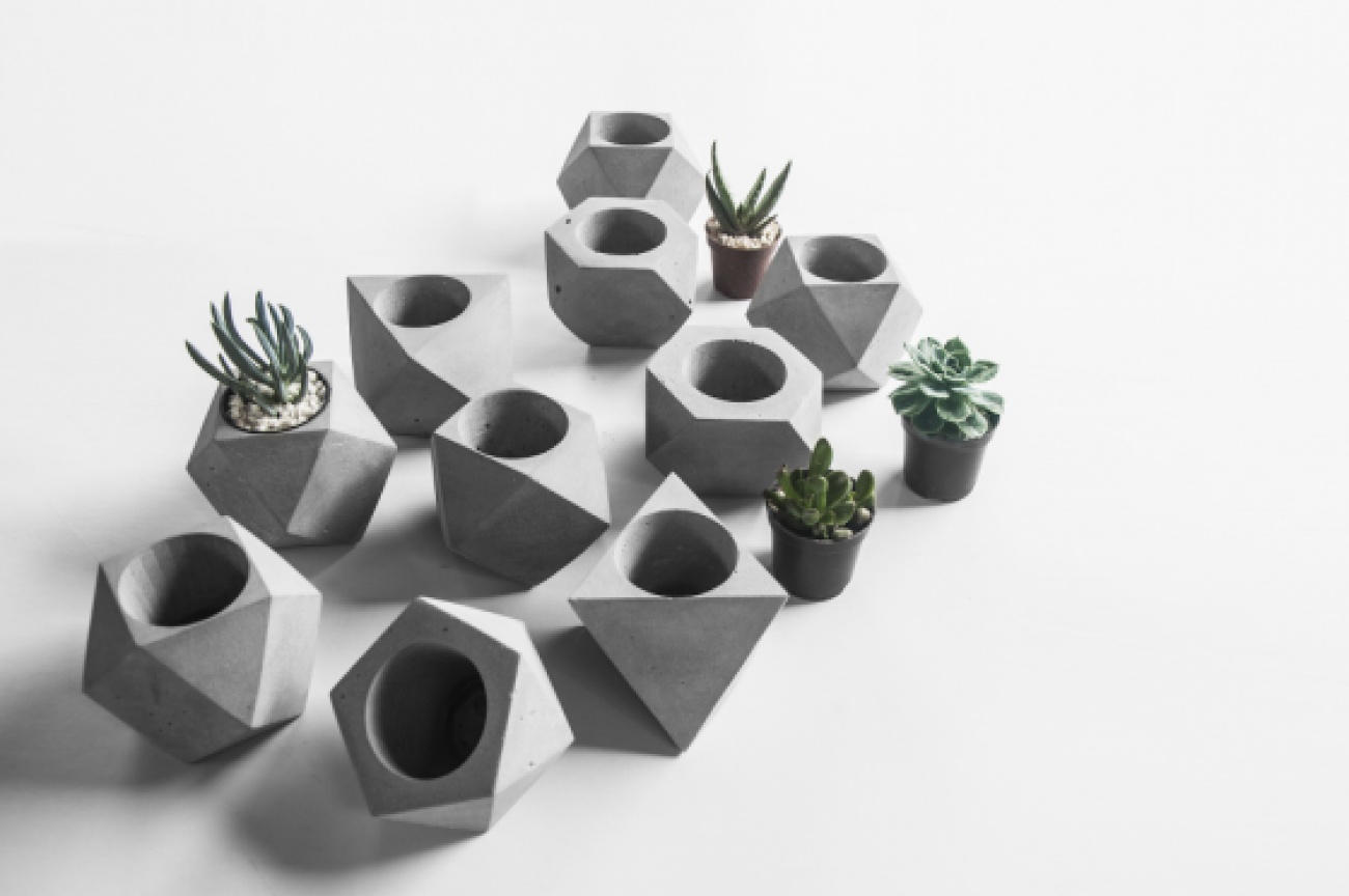 Conjunto de vasinhos de concreto com ...