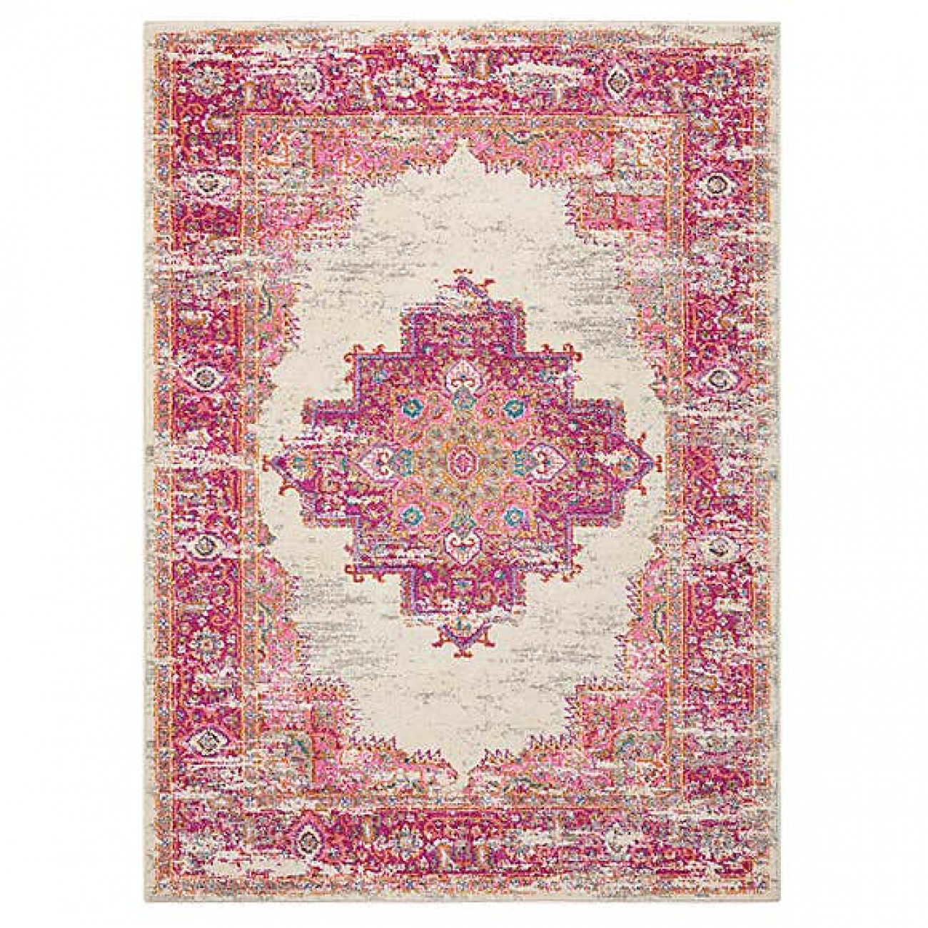 Dunelm Ivory and Fuschia Passion Rug ...