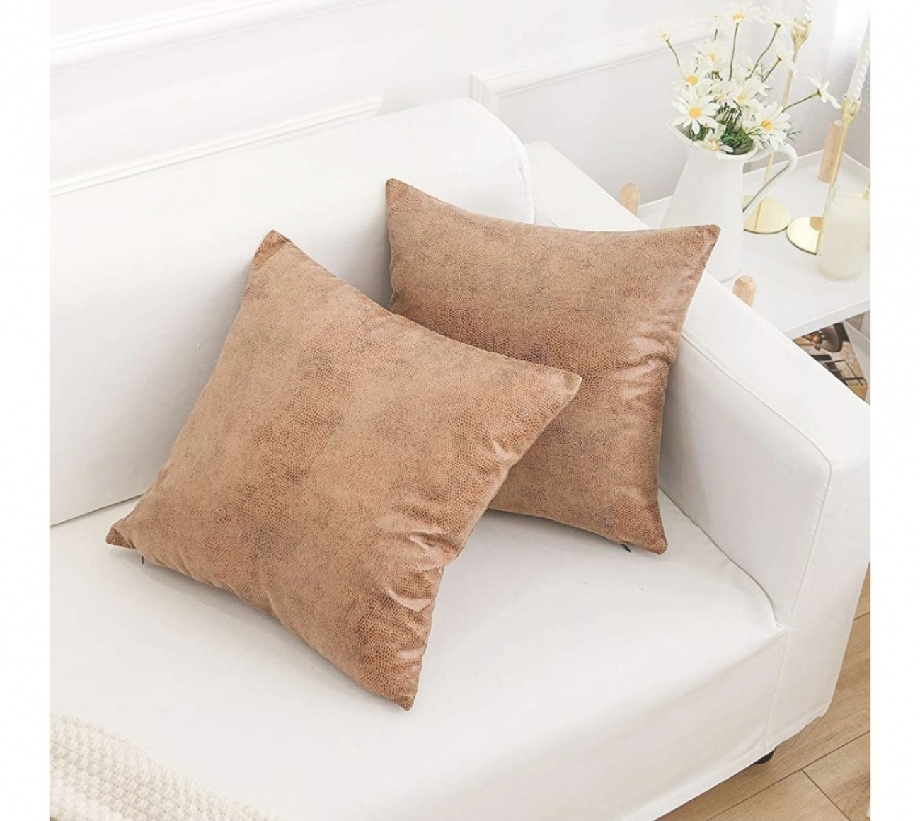 Faux leather throw pillows