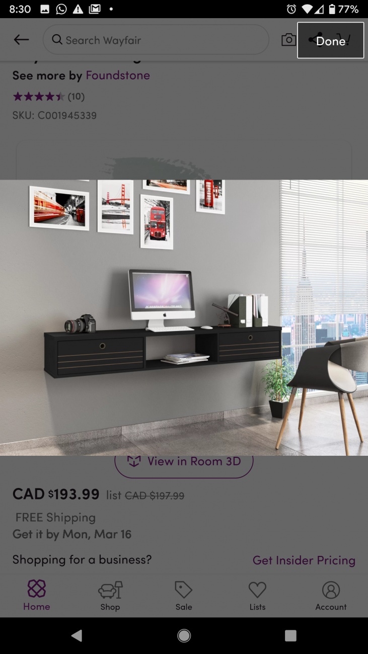 Floating desk
