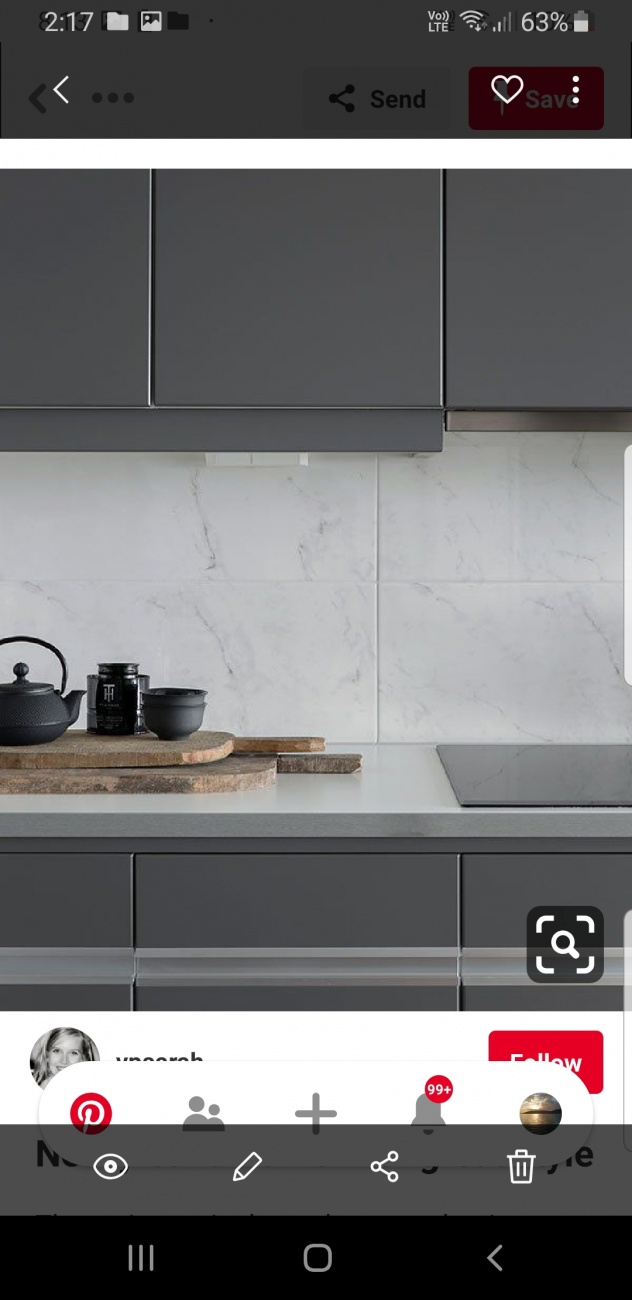 Large tiled splashback