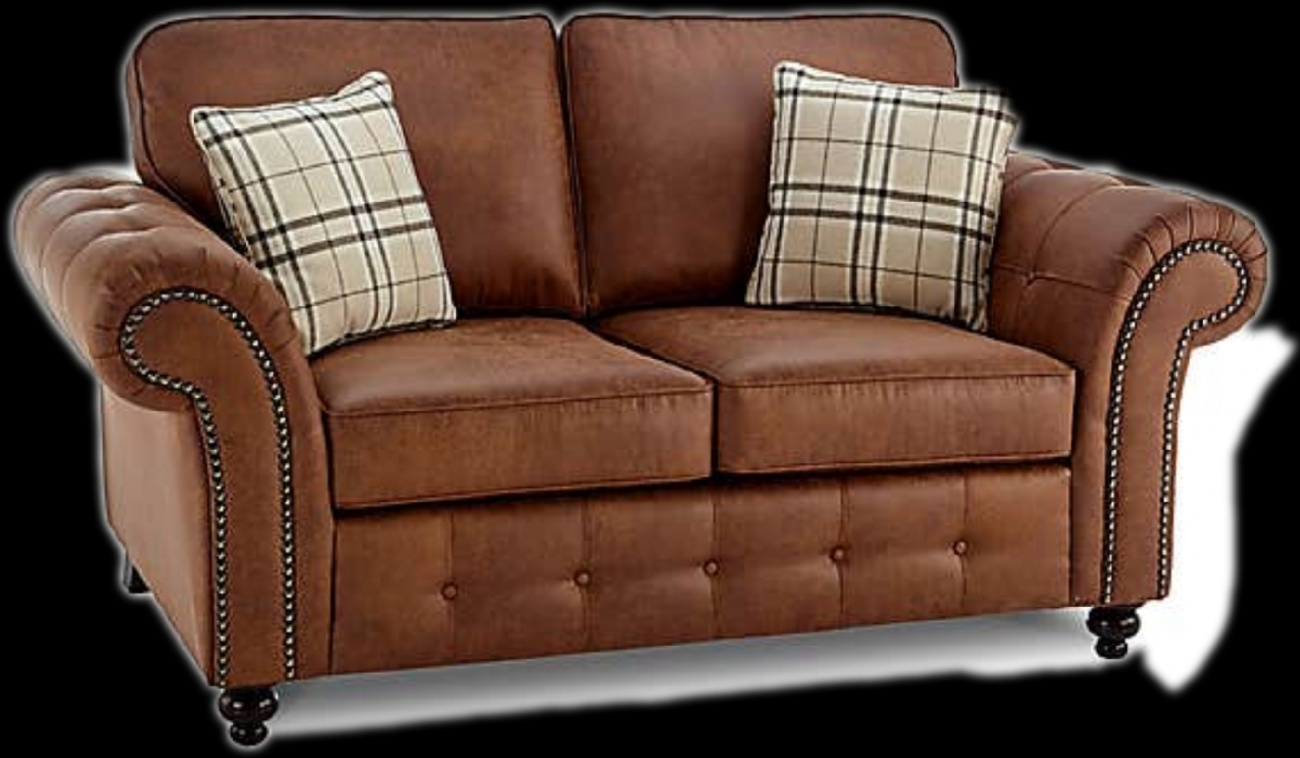leather look fabric brown sofa 