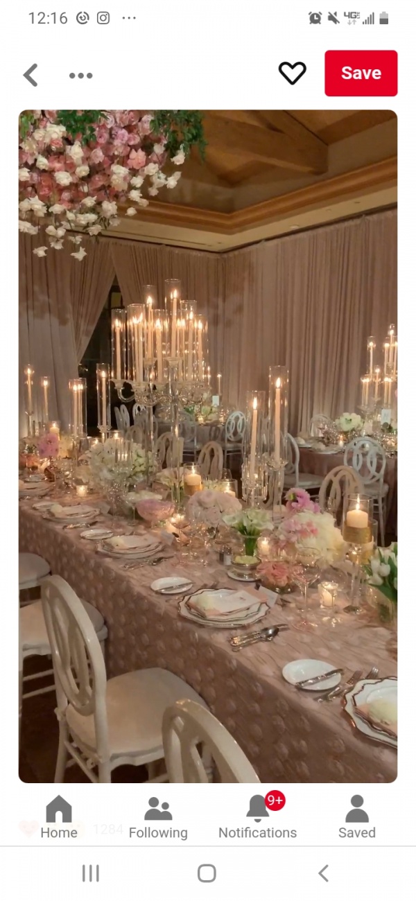 Light pink, white and candles are a must