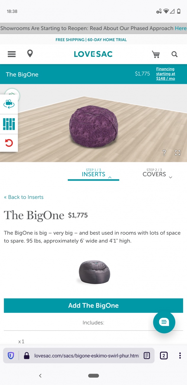 Lovesac giant beanbag