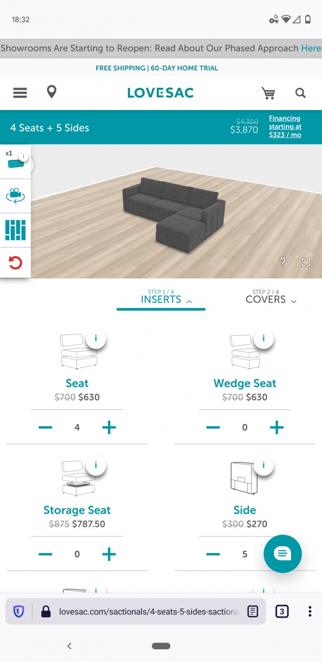 Lovesac rearrangeable couch