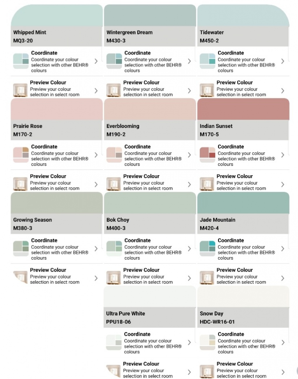 Paint colours 