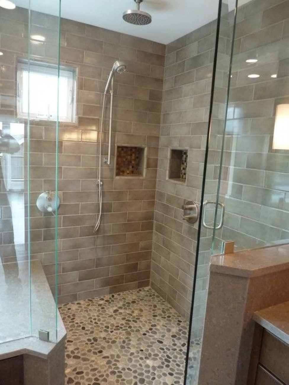 River Rock Shower Floor - Light Neutral
