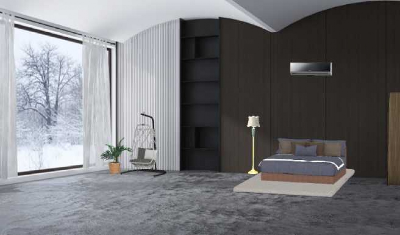 This is bedroom designed with dull sh...