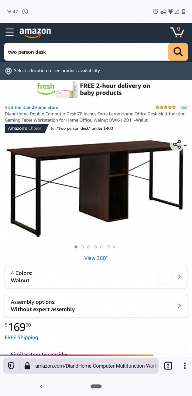 Two person side by side gaming desk